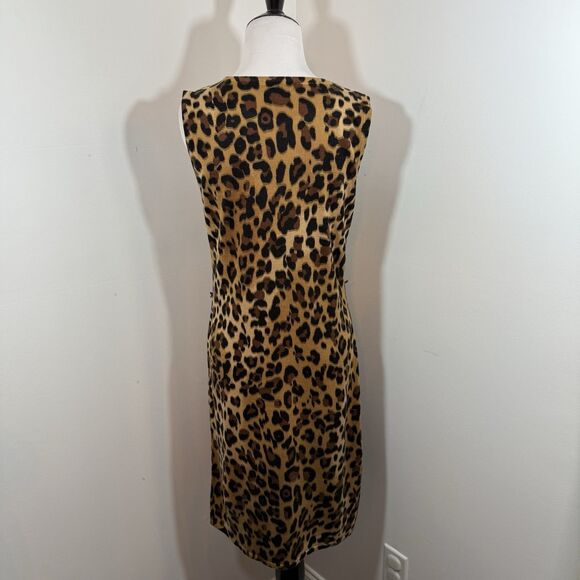Calvin Klein Dress Women’s S Brown & Black Leopard Print Knit Sleeveless Shift - Picture 4 of 9
